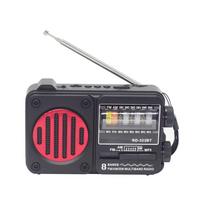 Naujo dizaino nešiojamas įkraunamas radijo žibintuvėlis FM/AM/SW1-6 8 juostų radijas su USB/TF grotuvu juoda