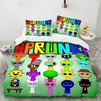 Muzikinis žaidimas Sprunki 3D spausdinimo animacinis patalynės komplektas Minkštas antklodės užvalkalas Pagalvės užvalkalas Antklodės užvalkalas Rinkinys Lovos skalbiniai Vaikams Suaugusiems Dovana 90x200cm