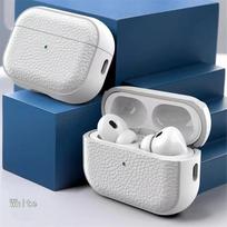 Leather Texture Case For Apple Airpods 1 2 3 4 Pro air pods Wrieless Bluetooth Earphone Protective Cover Anti-lost Headphone Bag Airpods 1 2 nd balta