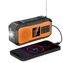 Daugiafunkcis avarinis FM AM radijo Bluetooth garsiakalbiai 5000mAh PowerBan DAB+ radijo rankinis švaistiklis saulės USB įkrovimas oranžinė