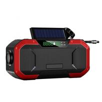 AM/FM avarinis radijas su saulės energija varomas rankinis alkūninis radijas su LED žibintuvėliu 5000 mAh maitinimo banko telefono įkroviklis Bluetooth 5.0 garsiakalbis raudona