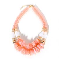 European & American Style Double Layer Clavicle Choker with Irregular Beads rožinė