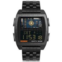 NORTH EDGE 2024 Vyriškas skaitmeninis laikrodis Retro pramoninio metalo stiliaus Vandeniui atsparus 50M Sportiniai laikrodžiai vyrams Pasaulio laikas reloj de hombre juoda
