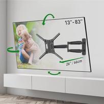 "Barkan" ilgas televizoriaus sieninis laikiklis, 13-75 colių pasukamas/pakreipiamas/visiško judesio "Premium" plokščio ir lenkto televizoriaus laikiklis, išlaiko iki 43 kg, ypač ilgas ištraukimas, skirtas LED OLED LCD, maks. VESA 600 x 400