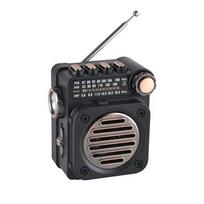 Nešiojamas FM radijas, mini kišeninis FM AM SW radijo imtuvas, įmontuotas garsiakalbis, belaidis Bluetooth 5.0 muzikos grotuvas su LED žibintuvėliu juoda