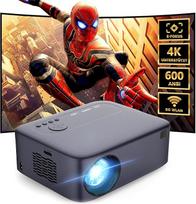 [Elektrinis fokusavimas / akies rainelės korekcija / priartinimas] Projektorius, 4K palaiko 600ANSI "WiFi "6, dvipusis "Bluetooth", 1080P namų kino vaizdo projektorius, suderinamas su išmaniaisiais telefonais / televizoriaus lazdelėmis / nešiojamaisiais k