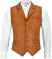 Liemenė Vestuvėms Rankų darbo Vyriška Liemenė Paltas Ruda Oda Natūrali Avikailis Prigludusi S gelsvai ruda