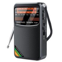 Nešiojamas radijas AM/FM/SW Kišeninis radijas su įkraunama baterija Geras priėmimas Palaiko laidines ausines Mini FM imtuvas Radijas juoda