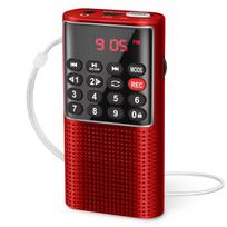 J-328 Mini nešiojamas kišeninis FM radijas Rankiniai MP3 radijo imtuvai su įrašymo aparatu Eiti į žygį Dovanos pagyvenusiems žmonėms raudona