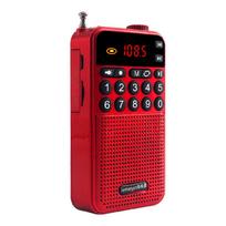 Nešiojamas kišeninis radijas Mini Bluetooth 5.0 garsiakalbis stereo muzikos grotuvas su žibintuvėliu įrašymo U disko TF kortelės ausinės raudona