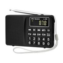 L-258 AM/MW/FM/SW radijas su TF USB AUX LED ekranu dideliu mygtuku vyresnio amžiaus žmonėms juoda