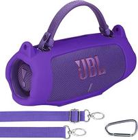 "Lebakort" silikoninis dėklas nešiojamajai "JBL Charge 6" kolonėlei su petnešomis ir alpinistine sagtimi (violetinis)