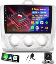 8 branduolių "Qualcomm Android 15 4+64G" automobilinis radijas "Ford Focus Exi MT 2 3 MK2 MK3 2004-2011", 9 colių jutiklinio ekrano radijas su "CarPlay" "Android Car GPS WiFi FM/RDS DSP 3D automobilio modelio vitrina + atbulinės eigos kamera