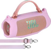 "Lebakort" silikoninis dėklas JBL Charge 6 nešiojamajai kolonėlei su petnešomis ir alpinistine sagtimi (rožinis)
