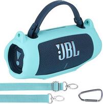 "Lebakort" silikoninis dėklas JBL Charge 6 nešiojamajai kolonėlei su petnešomis ir alpinistine sagtimi (turkio spalvos)