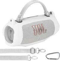 "Lebakort" silikoninis dėklas nešiojamajai "JBL Charge 6" kolonėlei su petnešomis ir alpinistine sagtimi (baltas)