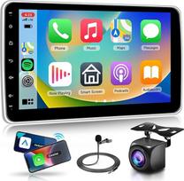 "Podofo" 1-DIN automobilinis radijo imtuvas su nuimamu ekranu ir pasukamu 10 colių jutikliniu ekranu, "Android 13 2G+64G", "Wireless Carplay", "Android Car Mirror Link", "Bluetooth/FM/RDS/EQ/GPS/WLAN/Steering Wheel Control
