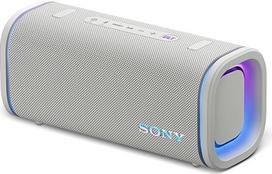 "Sony ULT Field 5" - galingas nešiojamasis "Bluetooth" garsiakalbis, 25 valandų baterija, 2 x ULT Power garso režimai, IP67, atsparus vandeniui ir dulkėms, 360° apšvietimas, nuimamas dirželis per petį - baltos spalvos