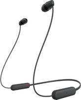 "Sony WI C100" belaidės "Bluetooth" ausinės su integruotu mikrofonu, juodos spalvos, WIC100/B, WI-C100-Black, mažos (restauruotos)