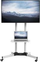 "VIVO" baltas mobilus televizoriaus krepšelis LCD LED plazminiams plokščiesiems ekranams su ratukais Stovas tinka nuo 32 iki 65 colių (Stand-tv03w)