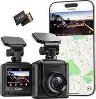 2K Dash Cam Front WiFi su 64G SD kortele, automobilio kameros programa, išorinis GPS modulis, 170° platus kampas, naktinis matymas, 24 valandų stovėjimo režimas, judesio aptikimas, G jutiklis
