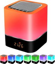 Bedside Lamp with Alarm Clock, Bluetooth Speaker, Dimmable RGB Colour Changing, Portable Bluetooth Speaker, Mood Light, Table Lamp, Gifts for Teens, Girls, Boys, Women, Men