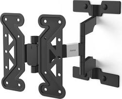 Hama TV Wall Mount Swivelling, Tilting, Slim (TV Wall Mount 19-48 Inches, VESA 100 x 100 to VESA 200 x 200, up to 25 kg, 3 Joints, Extendable Bracket, with Fischer Dowels and Drilling Template) Black