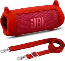 Khanka JBL Flip 7 silikoninis dėklas su nuimamu dirželiu per petį, smūgiams atsparus minkštas dėklas JBL Flip 7 nešiojamajai "Bluetooth" kolonėlei, tik dėklas (raudonas)