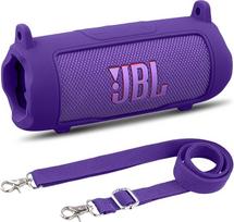 Khanka JBL Flip 7 silikoninis dėklas su nuimamu dirželiu per petį, smūgiams atsparus minkštas dėklas JBL Flip 7 nešiojamajai "Bluetooth" kolonėlei, tik dėklas (violetinis)