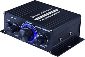 POHOVE galios stiprintuvas namų garso sistema DC12V "Bluetooth" HiFi muzikos imtuvas Dviejų kanalų garso stereo imtuvo dėžutė su šviesos diodais, skirta automobiliui, namams, juodai muzikai, galios stiprintuvui - juoda, laisvas dydis