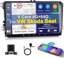 [8 Core 4G + 64G] Inefala Android 13 automobilinis radijas 2 DIN VW Golf Polo Tiguan Caddy Touran, 9 colių jutiklinis ekranas su belaidžiu Carplay Android automobiliu, BT GPS WiFi 59UI RDS FM Mic atbulinės eigos kamera