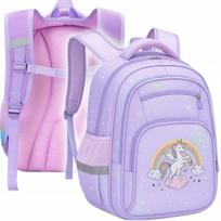 Mokyklinė kuprinė mergaitėms su vienaragiu (1–3 klasei)