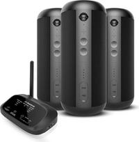"Avantree Harmony 2 Multiroom Bluetooth" garsiakalbių sistema, belaidis stereofoninis rinkinys su "Bluetooth" ir kabelio įvestimi, kiekvieną garsiakalbį galima naudoti kaip atskirą nešiojamąjį "Bluetooth" garsiakalbį