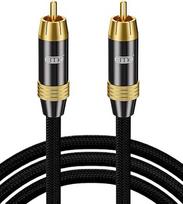 EMK Subwoofer Cable, Digital Coaxial Cable RCA to RCA 24K Gold-Plated Connector Nylon Braided RCA/Phono Audio Cable for Soundbar, Speaker, Smart TV, Home Theater, Amplifier (5 Metres)