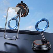 Magnetinis telefono laikiklis automobiliui, siurbimo taurė, 360 laipsnių pasukamas magnetas, navigacijos laikiklis prietaisų skydeliui, priekiniam stiklui, universalus "Magsafe iPhone 16", "Samsung S24/S25 Ultra" (juodas)