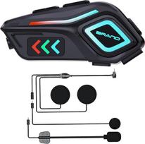 OBEST Motociklininko šalmo ausinės, motociklo "Bluetooth BT5.4" stereo ausinės, IPX8 vandeniui atsparios belaidės ausinės su 2 mikrofonais ir žibintuvėliu, balso asistentas, tinka važiuoti / slidinėti / laipioti