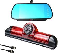 Trečiasis automobilio stogo viršutinis stabdžių žibintų kameros montavimas Stabdžių šviesos atbulinės eigos kamera Citroen Jumper / Fiat Ducato X250 / Peugeot Boxer + 7,0 colių monitoriaus TFT ekranas Sunkvežimio LCD ekranas E-Mark