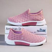 Moteriški vasariniai kvėpuojantys tinkliniai batai: Neslystantys, minkšto pado „Flyknit“ laisvalaikio avalynė komfortui ir atramai 38 rožinė