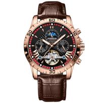 Tourbillon Automatinis Mechaninis Riešo Laikrodis Vandeniui Atsparus Švytintis Data Savaitė Odinis Vyriškas Laikrodis Prabangus Madingas Vyriškas Laikrodis