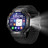 Rainbuvvy KC91 GPS išmanusis apyrankė 1,39 colio TFT 360x360 BLE5.3 GPT 3ATM atsparus vandeniui 530mAh Bluetooth skambutis žibintuvėlis Android išmanusis laikrodis silicone strap juoda