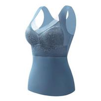 Women's Summer Ice Silk Thin No-Wear Bra with Integrated Cups and Beautiful Back Design 2XL [125-145 lbs] rašalo mėlyna spalva
