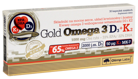 OLIMP LABS Gold Omega-3 D3+K2 kapsulės, 30 vnt.