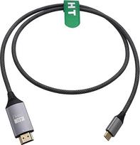 "HangTon" USB-C ir HDMI kabelis 4K@60Hz, skirtas nešiojamojo kompiuterio telefonui, planšetiniam kompiuteriui ir HD televizoriaus monitoriaus projektoriaus ekranui, skirtas "iPhone 15/16", "MacBook Pro/Air", "Galaxy S24", pilkas, pintas, 3 pėdų ilgio