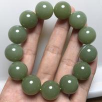 16MM Natūralios Šviesiai Žalios Hetiano Nefrito Chalcedono Karoliukų Apyrankė Unisex Moterims Kinijos Brangakmenių Papuošalai Dovana 1set