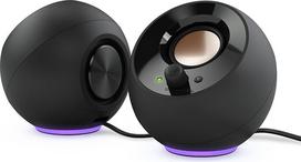 CREATIVE Pebble SE Minimalistinis 2.0 USB-C kompiuterio garsiakalbis su RGB apšvietimu, 3,5 mm AUX įvestimi, iki 4,4 W RMS galios, skirtas kompiuteriams ir nešiojamiesiems kompiuteriams (juodas)