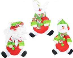 Shatchi 3 rankų darbo naujiena Kalėdų eglutė kabo Xmas Home Decor Stocking Filler Santa Snowman Reindeer Teddy Toy Dovanos 6113, įvairiaspalvė, 12-14 cm