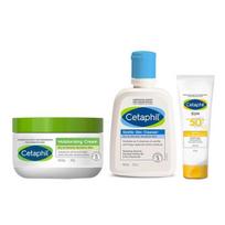 Galderma Cetaphil Dry Skin Combo Gentle Skin Cleanser, 125ml + Moisturising Cream, 250g & Sun Protection Cream, 50ml