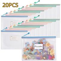 20 vnt. Skaidrūs tinklelio užtraukiami laikymo maišeliai su etiketėmis - Vandeniui atsparus A4 dokumentų tvarkytuvas stalo žaidimams, biuro reikmenims, patvarus PVC medžiaga 20pcs white