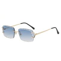 Kvadratiniai be rėmelių akiniai Trend metaliniai aukštos kokybės vyriški ir moteriški akiniai nuo saulės gatvės ssunglasses WHITE beige
