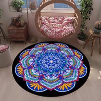 Ethnic Style Retro Mandala Circular Carpet Living Room Bedroom Bedside Mat 60*60cm